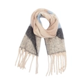 Sciarpa calda spessa stile mohair in beige blu e grigio con nappe e frange decorative - 07# Cachi