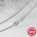Classic silver S925 sterling silver snake bone chain necklace with lobster clasp detail - Platinum Round Snake Chain