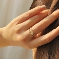 Chic 14K gold plated double layer intertwined ring with twist rope texture for women - Adjustable Open / Gold Double Layer Twist Weave Style (JZ508GL-2)