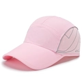 Pink quick-dry sports baseball cap with breathable mesh sides and grey accents - Adjustable / Pink
