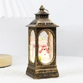 Bronze Christmas lantern featuring a snowman scene and festive warm LED lighting - Bronze Snowman