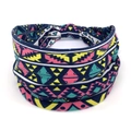 Bohemian wide headband with multicolor geometric tribal patterns on soft stretch fabric - 13-Ethnic Multi