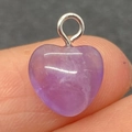 Polished purple amethyst heart stone pendant with metal bail for DIY necklace charms - 10mm / Purple Crystal