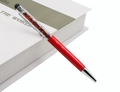 Penna touch capacitiva con corpo trasparente riempito di scaglie di cristallo rosso - Pietra Arcobaleno 1.0
