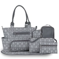 5-piece set of grey diaper bag with arrow patterns including changing mat and bottle bag - Dark Grey Arrow