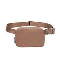 Latte brown waterproof nylon waist bag with adjustable strap and durable buckle - Dark Coffee