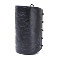 Viking PU leather wrist guard in black with embossed wolf head and Celtic patterns - Black