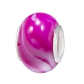 Pink and white gradient resin bead with silver metal edges for DIY charm bracelets - Pink and White Swirl Style (011)