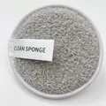 Reusable grey microfiber face cleansing puff with white trim and Clean Sponge label - Cloud Velvet Grey