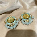 2603051b Blue Crystal Tassel Earrings