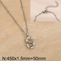 Polished silver stainless steel S-letter pendant necklace with adjustable 450mm chain link - Silver Letter S (KN287066-Z)