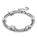 Bracciale a farfalla in acciaio inossidabile argento lucido con accenti di zircone - Stile Farfalla Argentata (KB118516-KHY)