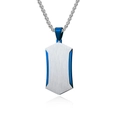 Pendentif losange double couche en acier inoxydable avec détails bleus et fini brossé - Pendentif uniquement / Bleu