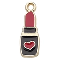 Ciondolo rossetto dorato con cuore per collane e portachiavi fai-da-te - Rossetto 7x20mm