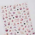 Stickers ongles 5D relief motifs lapin, chapeau de magicien et cartes à jouer MN-406F - Style Alice Lapin Magique Poker (MN-406F)