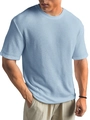 Hellblaues Herren T-Shirt mit Waffelstruktur und Rundhalsausschnitt für den Sommer - S / Oberteile / Himmelblau