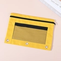 Bright yellow double-layer mesh pencil pouch with three-hole binder design and zippers - Mesh Yellow (Double Zipper)