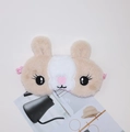 Plush cartoon bunny sleep mask with soft brown and white faux fur and elastic strap - Rabbit