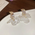 Pendientes de flores vintage chapados en oro con circonitas cúbicas de estilo francés - Estilo Clásico de Borla de Pétalos de Flores (HE15134-1)