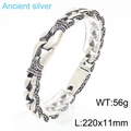 Pulsera vintage para hombre de acero al titanio en plata antigua con patrones florales - 22cm / Plata Antigua