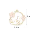 Pendentif chat et fleur de cerisier en alliage doré et rose, largeur de 3,2 cm - 3.2CM×3CM / Chat Fleur Rose KC Or