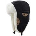 Chapeau de trappeur d'hiver en denim noir avec rabats d'oreilles en fausse fourrure - XL (58-60cm) / Style 3 Noir