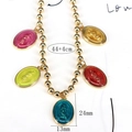 Collar étnico con colgantes ovalados de esmalte de colores y cadena de bolas dorada - Estilo 2