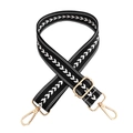 Adjustable black nylon shoulder strap with white arrow pattern and gold metal hooks - Black Gold Buckle
