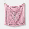 Pink silk square scarf with vintage key and chain patterns for men suit - Pink