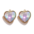 Pendentifs cœurs en cristal violet irisé avec bords dorés pour création de bijoux - Style D Iridescent