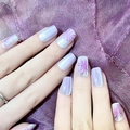 30pcs Cat Eye Purple Firework Press-on Nails with Shimmering Pearl Finish Square Oval - Purple Fireworks Cat Eye Style-Glue Type(Y-310)
