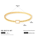 Detailed size specifications of a gold beaded heart bracelet with 60mm inner diameter - White Beaded Style (NB-B6316-WT)