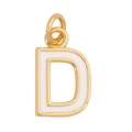 Golden letter D pendant with white enamel inlay for women's alphabet necklace - White - Letter D