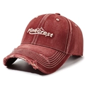 Vintage wine red baseball cap with Pinecrest embroidery and distressed brim detail - Adjustable / Red