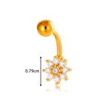Golden flower navel ring with clear zircon crystals and 0.79cm pendant length - Gold Flower Style(0200-1#金)