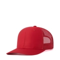 Adjustable red trucker hat with mesh back and curved brim for outdoor sun protection - Adjustable / Red + Red Mesh