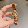 Elegante reloj de cuarzo dorado con esfera romana redonda y correa metálica para mujer - Todo Oro Rosa