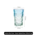 Tall 350ml glacier textured glass cup in gradient blue-cyan finish for juice and tea - 350ml / Glacier Tall Cup - Blue Green Gradient