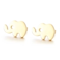 Orecchini a lobo a forma di elefante in acciaio inossidabile dorato lucido - Stile Oro Semplice (KE71050-Z)