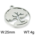 Ciondolo Albero della Vita in acciaio inossidabile argento, larghezza 25mm e peso 4g - Argento 25mm