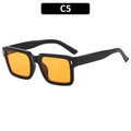 Classic square sunglasses C5 featuring glossy black frames and vibrant orange lenses - Black Frame Orange Lens (C5)