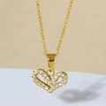 Elegant gold heart pendant necklace for women with sparkling cubic zirconia inlay - N0118 Gold