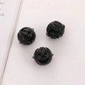Tre campanellini a forma di zucca nera lucida per decorazioni e lavoretti di Halloween - Con Anello di Sospensione / Nero laccato