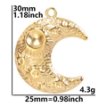 Detaillierte Maße des goldenen Mondanhängers mit 30mm Höhe und 25mm Breite Abmessungen - Nur Anhänger / Gold
