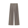Dames pantalon met wijde pijpen en hoge taille in taupe met plooien en twill - XS / Pantalons