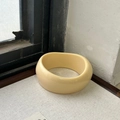 Minimalist wide ivory resin bangle with irregular smooth design for women - Solid Beige