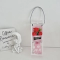 Three red soap roses bouquet in a clear portable gift box with pink floral wrap - Rose Red Pink With Gift Box