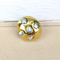 Detail of irregular gold-plated ring set with five grey natural freshwater pearls - Gold Inlaid 5 Grey Pearls