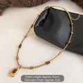 Detailed view of the 41cm gold chain with tiger eye stone and drop-shaped pendant - Gold Oval Tiger Eye Style (1#)