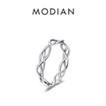 Anello minimalista in argento sterling S925 con un moderno design a corda intrecciata - Taglia US 5 / Argento